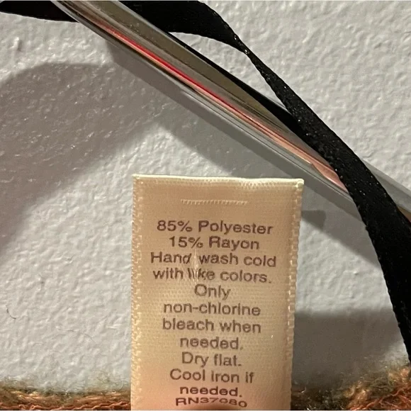 C Est. 1946 OS One Size Plaid Poncho Frayed hem Melon / Harvest Colors - Picture 6 of 6